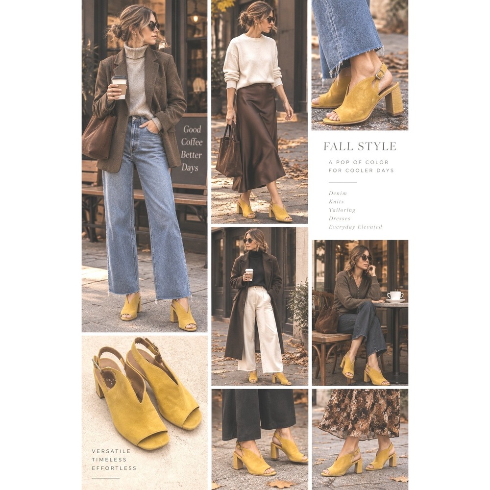 BP suede Mustard Peep-Toe Heels 7.5 cute fall back to school date night yellow